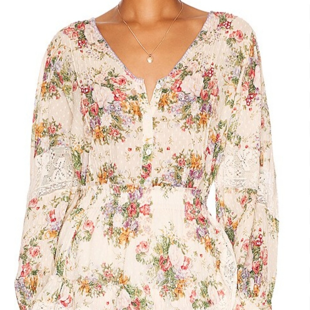 LoveShackFancy Merida Floral Blouse XS